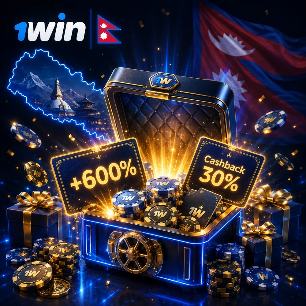 Opened treasure chest radiating golden light with casino chips, coins, and a plus six hundred percent bonus card