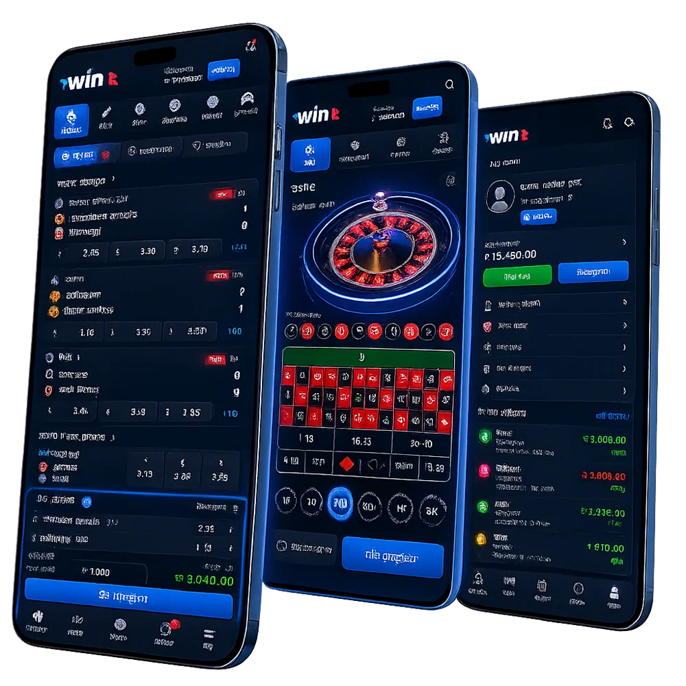 3D exploded view smartphone model showing sports betting, casino roulette, and profile layers in Nepali
