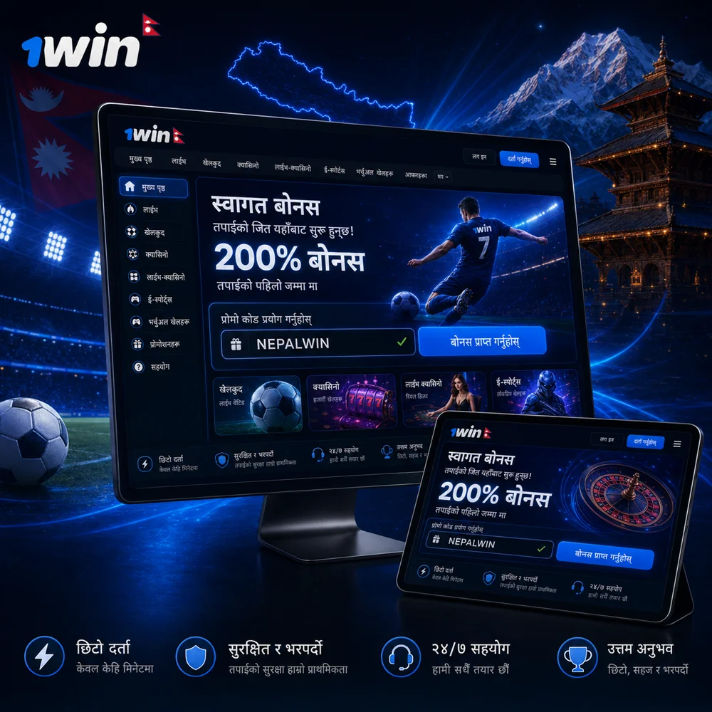 Desktop and tablet promo code input banner with promotional bonus text written completely in Nepali